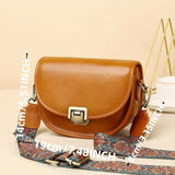 Vintage Saddle Crossbody Bag, PU Leather Textured Bag, Classic Fashion Versatile Shoulder Bag