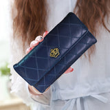 Argyle Embroidery Wallet, Women's Folding Long Money Clip, Clutch Bag Classic Small Card Purse