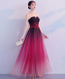 Solvbao Charming Tulle Gradient Long Party Dress, Elegant Formal Dress with Lace Applique