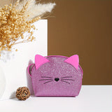 solvbao 1pcs Small Satchel Bag, Glitter Style Kitten Half Round Small Satchel Bag