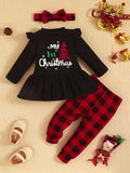 Baby Girl Christmas Outfits, Fall Winter Long Sleeve My First Christmas Letter Print Dress Top + Striped Pants 2pcs outdoor clothes Outdoor Set 3-18 Months, Outdoor Cloth