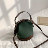 Vintage Suede Bucket Bag, Small Stylish Crossbody Bag, Women's Fashion Snap Button Handbags