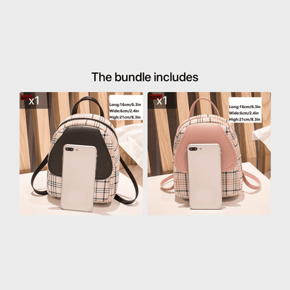 solvbao  Plaid Backpack With Adjustable Straps, Cute Small Backpack,Zipper Casual Shoulder Bag, Card Wallet, Mobile Casual Phone Bag,Casual Camera Bag,Lipstick Bag, Key Bag, Single Shoulder Bag, Diagonal Span Bag, Backpack Dual Purpose(6.3*2.4*8.3)Inch