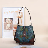 Vintage Floral Embossed Tote Bag, Retro Shoulder Bucket Bag, Women's Luxury Handbag & Purse