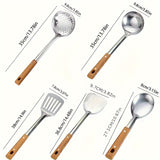 5pcs/set Stainless Steel Spatula Spoon, Kitchenware Set, Full Set, Household Cooking Spoon, Shovel, Kitchen Shovel Spoon, Colander, Kitchen Supplies