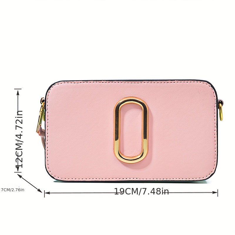 solvbao  Trendy Color Blocking Mini Crossbody Bag, PU Leather Square Shoulder Bag, Perfect Sling Bag For Daily Use