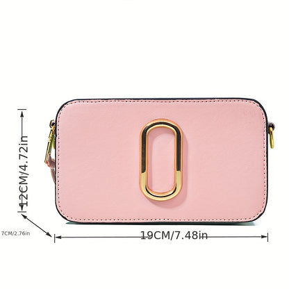 solvbao  Trendy Color Blocking Mini Crossbody Bag, PU Leather Square Shoulder Bag, Perfect Sling Bag For Daily Use