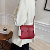 solvbao  Trendy PU Leather Flap Crossbody Bag, Solid Color Square Shoulder Bag, Perfect Messenger Bag For Daily Use