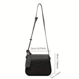 solvbao  Trendy PU Leather Flap Crossbody Bag, Solid Color Square Shoulder Bag, Perfect Messenger Bag For Daily Use