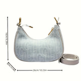 solvbao Niche Design Baguette Bag, Novelty Zipper Crescent Handbag For Women, Trendy Underarm Wallet