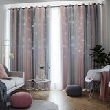 2pcs Hollow Star Sheer Curtain Window Treatment For Living Room Bedroom Office Home Decor