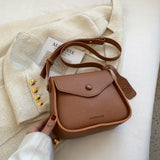 solvbao  Trendy PU Leather Flap Crossbody Bag, Solid Color Square Shoulder Bag, Perfect Messenger Bag For Daily Use