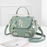 solvbao Floral Pattern Zipper Handbag, Trendy Flap Shoulder Bag, Stylish Small Faux Leather Purse