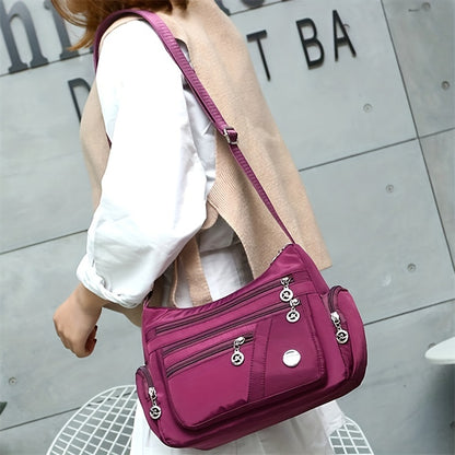 Multi-Pockets Crossbody Bag, Nylon Lightweight Messenger Bag, Casual Fashion Versatile Shoulder Bag