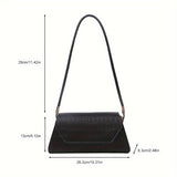 solvbao Crocodile Pattern Shoulder Bag, Simple PU Leather Baguette Bag, Trendy Handbag & Purse For Women