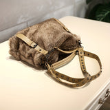 Autumn And Winter Faux Fur Women's Shoulder Bag, Trendy Soft  Handbag Bag, Plush Top Handle Bag