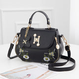 solvbao Floral Pattern Zipper Handbag, Trendy Flap Shoulder Bag, Stylish Small Faux Leather Purse