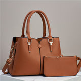 2pcs Elegant Solid Color Handbag Set, Fashion Tote Bag With Clutch Purse, Women's Crossbody Bag