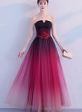 Solvbao Charming Tulle Gradient Long Party Dress, Elegant Formal Dress with Lace Applique