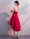 solvbao Red High Low Halter Stylish Formal Dress, Cute Party Dresses