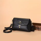 Trendy Genuine Leather Square Crossbody Bag, Waterproof Leaf Embossed Shoulder Bag, Perfect Sling Bag For Daily Use