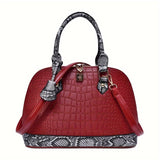 solvbao Crocodile Pattern Handbag, Snakeskin Detail Crossbody Bag, Women's Stylish Satchel Purse