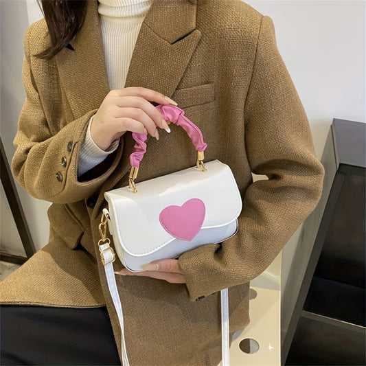 solvbao Cute Heart Decor Crossbody Bag, Trendy Top Handle Shoulder Bag, Women's Fashion Handbag & Purse