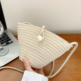 Women's Woven Crossbody Bucket Bag, Straw Bag