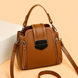 Trendy Buckle Decor Bucket Bag, Women's PU Leather Crossbody Purse, Simple Shoulder Bag & Handbag, Perfect For Everyday Use