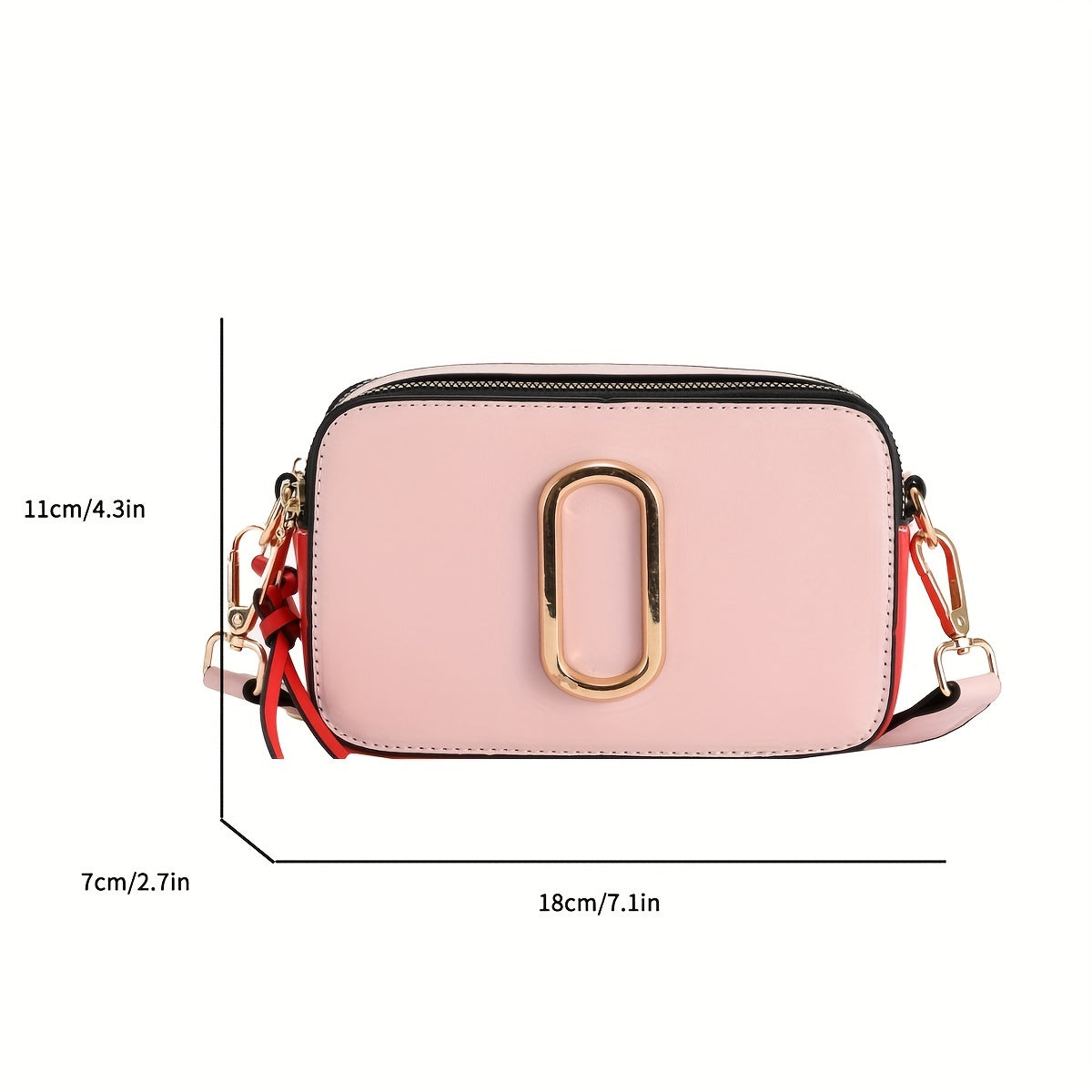 Mini Color Contrast Square Crossbody Bag, PU Leather Wide Strap Bag Purse, Classic Versatile Fashion Shoulder Bag