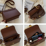 Trendy PU Leather Square Crossbody Bag, Solid Color Flap Shoulder Bag, Perfect Messenger Bag For Daily Use