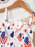 Girls All-American Flag Print Cami Sundress - Adorable 4th of July Party Dress for Summer Holidays