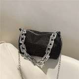 Allover Rhinestone Bucket Bag, Glitter Chain Prom Purse, Women's Mini Crossbody Bag (6.3*3.54) Inch