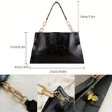 solvbao  Trendy Large Capacity Tote Bag, PU Leather Solid Color Crossbody Bag, Perfect Shoulder Bag For Commuting