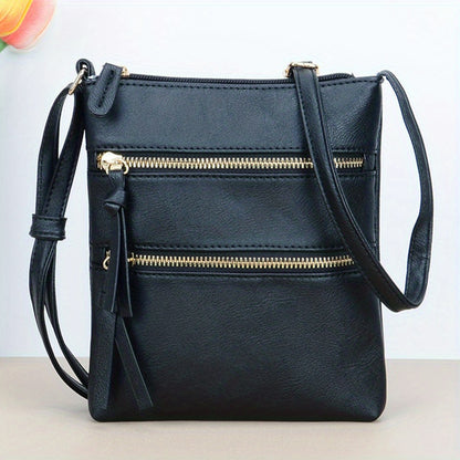 solvbao Contrast Color Square Crossbody Bag, PU Leather Textured Bag Purse, Classic Versatile Fashion Shoulder Bag