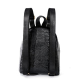 1pc Retro Style Crocodile Pattern Backpack, Mini PU Leather Backpack, Fashion Casual Rucksack For Travel, Simple Black Backpack White Bag, Fashion Versatile Women's Bag