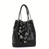 2pcs/set Gothic Skull Print Hobo Bag, Punk Scarf Decor Tote Bag, Women's Trendy Handbag, Shoulder Bag, Crossbody Bag & Clutch Purse