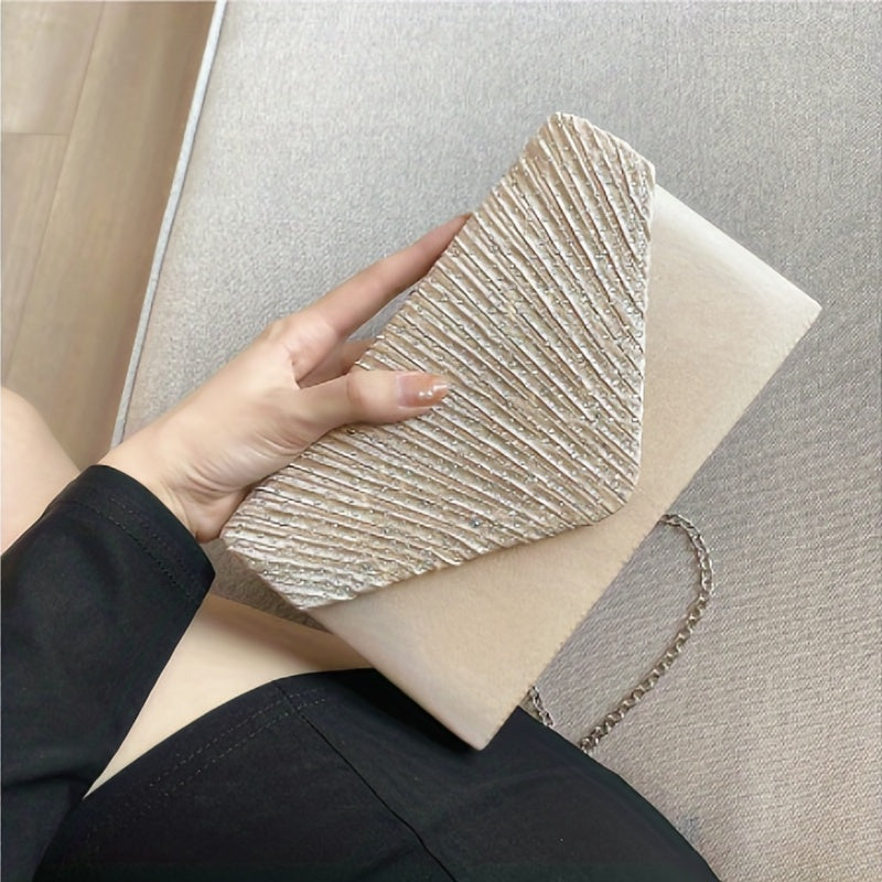 solvbao  Rhinestone Ruched Evening Bag, Elegant Flap Clutch Purse, Women's Handbag For Wedding Prom Dinner