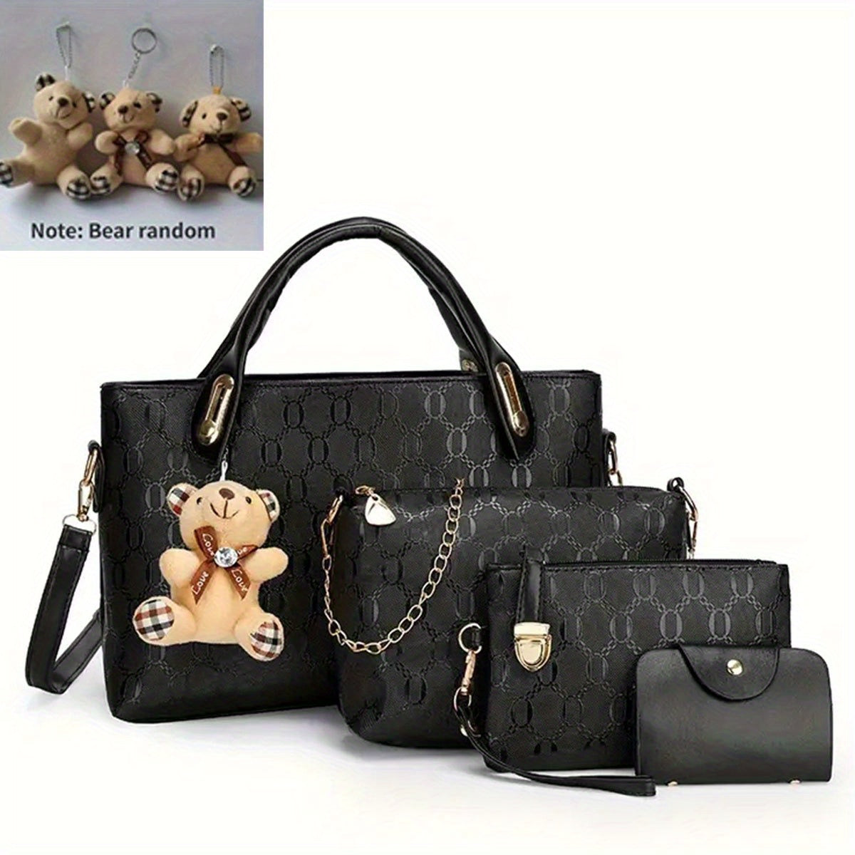 4pcs/set, New Handbag, Shoulder Straddle Package, PU Cosmetic Bag