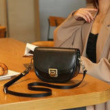 Vintage Saddle Crossbody Bag, PU Leather Textured Bag, Classic Fashion Versatile Shoulder Bag