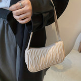 solvbao Quilted Zipper Versatile Handbag, Solid Color Stylish Underarm Bag, PU Leather Trendy Shoulder Bag