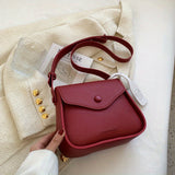 solvbao  Trendy PU Leather Flap Crossbody Bag, Solid Color Square Shoulder Bag, Perfect Messenger Bag For Daily Use