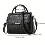 solvbao Classic Crocodile Embossed Crossbody Bag, Elegant Square Flap Shoulder Bag, Women's Versatile Handbag & Purse