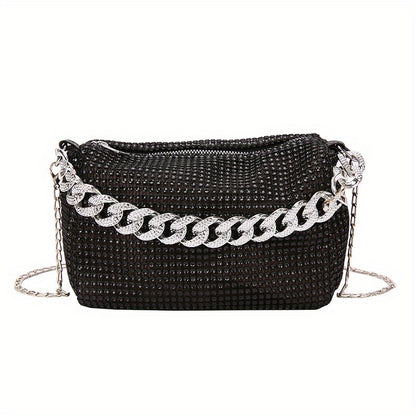 Mini Shiny Crossbody Bag, Fashion Glitter Luxury PVC Shoulder Bag, Women's Trendy Versatile Classic Handbag & Evening Bag For Party Gathering & Wedding (18.01cmx11.99cmx10.01cm)