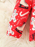 2 Pcs Girl's Casual Underwear Set, Cute Christmas Print Round Neck Long Sleeve & Trousers, Comfy & Skin-friendly Set, Ideal For Daily & Outdoor Wear, As Gift