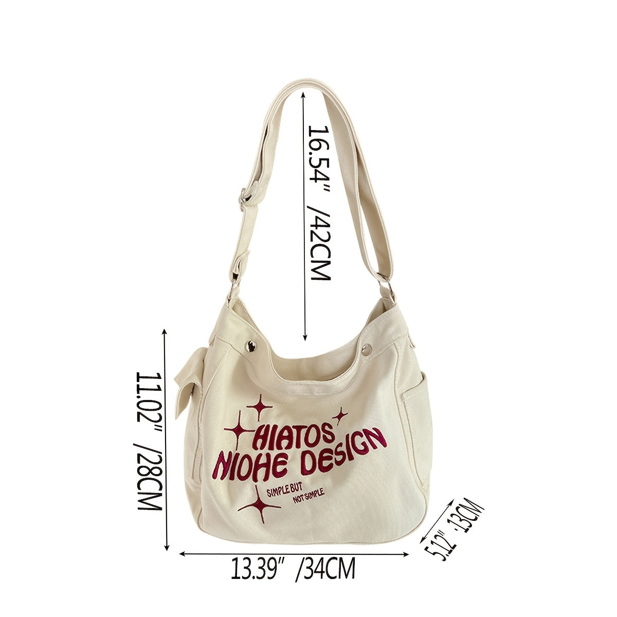 solvbao  Letter Detail Canvas Tote Bag, Preppy Style Shoulder Bag, Trendy Crossbody Bag With Adjustable Strap For Work & Travel