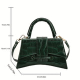 Stone Embossed Handbag, Elegant Crossbody Bag For Women, Top Handle Satchel Purse