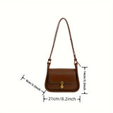 solvbao Retro Mini Crossbody Bag, Solid Color Saddle Bag, Women's Faux Leather Shoulder Bag & Flap Purse