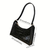 solvbao Stylish Embossed Baguette Bag, Solid Color Shoulder Bag, Women's PU Leather Handbag