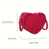 Stylish Peach Heart Shape Crossbody Bag, Crocodile Print Solid Color Shoulder Bag, Perfect Sling Bag For Daily Use